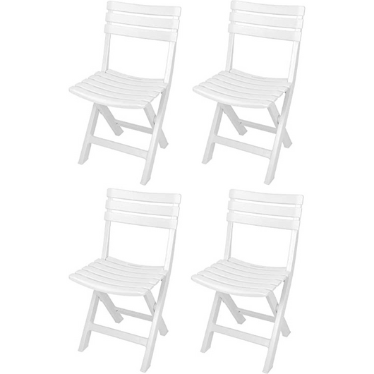 Sedia Pieghevole set 4 sedie da Interno Ed Esterno in Plastica Apri e Chiudi colore bianco Tomaino