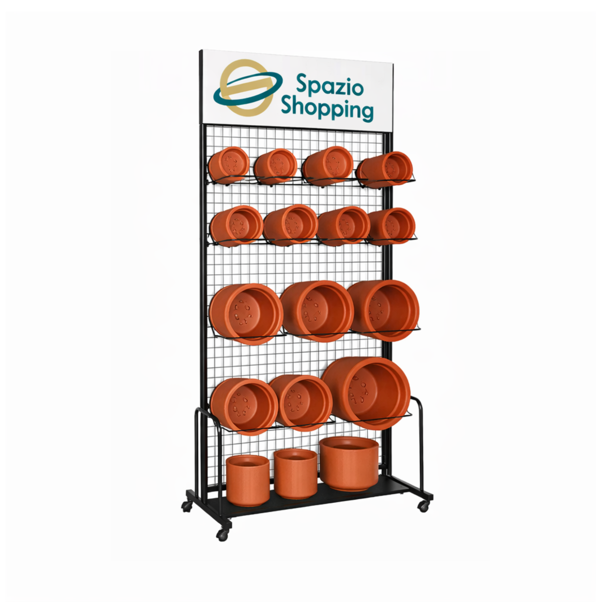 TECNOKIT ESPOSITORE GARDEN PER VASI E SOTTOVASI, MONOFACCIALE E BIFACCIALE