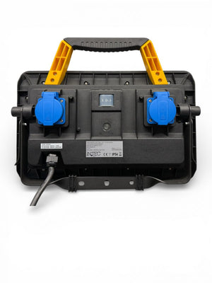 Proiettore LED Portatile KNOX 45W Giallo/Nero con CCT e Doppia Presa Schuko – 2500–4950 lm – IP54