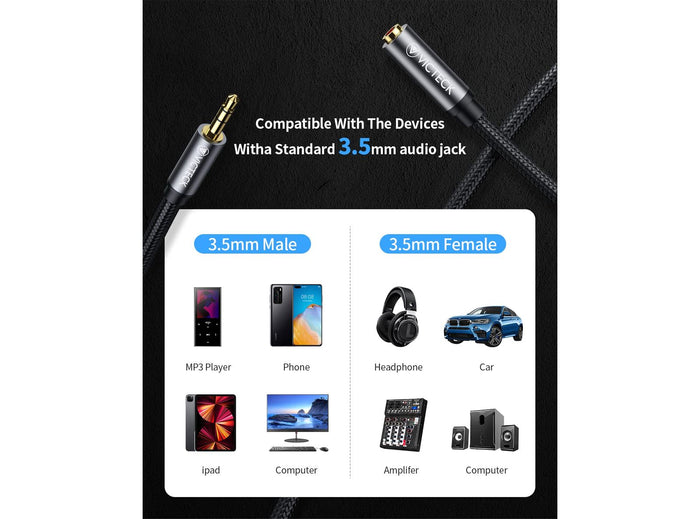 Prolunga Jack Cavo Nylon Intrecciato Jack Audio Stereo 3,5mm Maschio a Femmina Cuffie Prolunga Compatibile con Cuffie Beats Apple iPhone iPad iPod Smartphone MP3 ed altri 1M