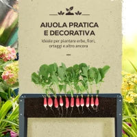 Fioriera da Esterno Rialzata in Metallo con 3 Fori di Drenaggio, 100x30x80 cm, Grigio