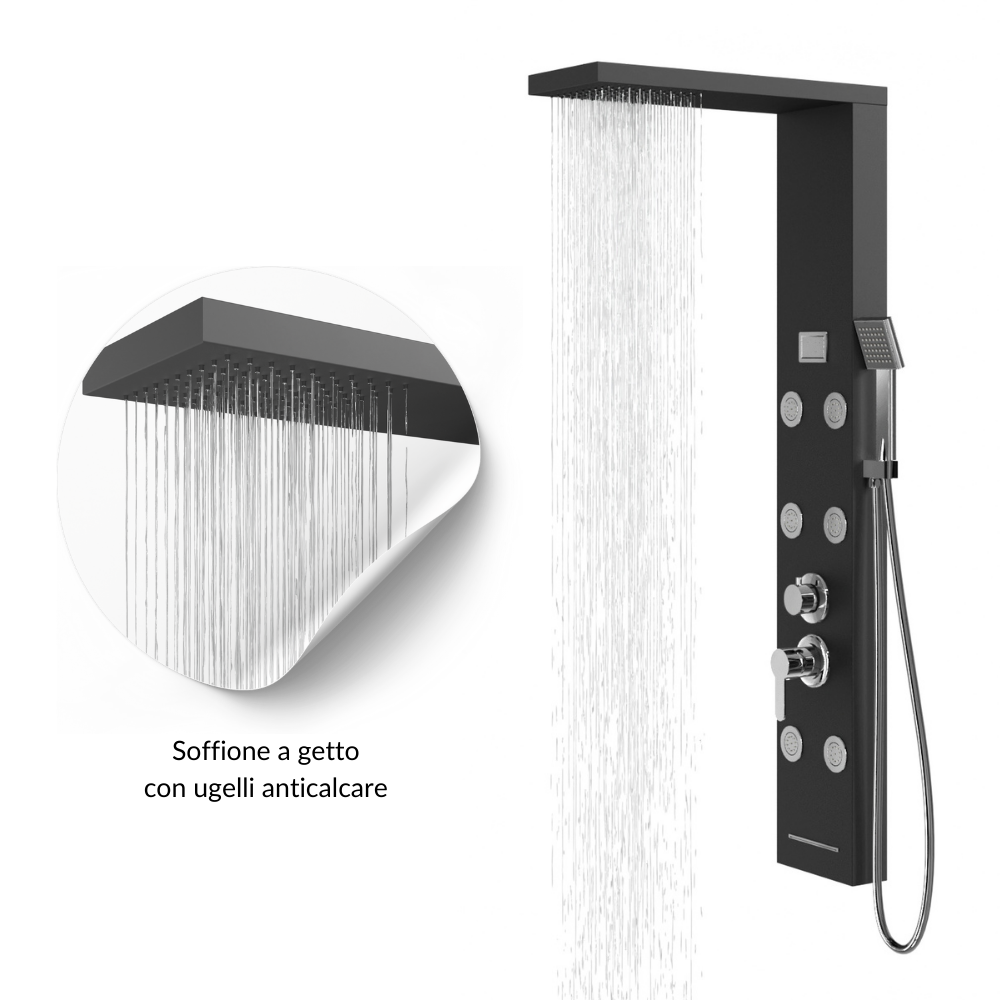 Colonna pannello doccia 4 funzioni york-1 black display controllo temperatura