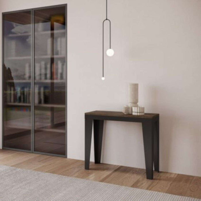 shopinnovativo- Consolle allungabile 90x40/196 cm Flame Small Evolution noce telaio e gambe antracite