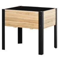 Letto per Orto Rialzato, Fioriera Rialzata, Foro di Drenaggio Incluso, in Metallo e Legno di Abete, Nero