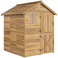 Casetta da Giardino in Legno 1.8x2m con Porta Doppia, Finestra e Base Inclusa, Colore Legno