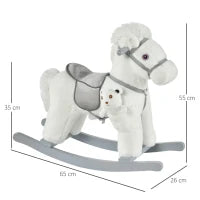 Cavallo a Dondolo con Suoni e Orsetto Incluso per Bimbi da 18-36 Mesi