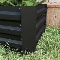 Set di 2 Letti per Orto in Lamiera Ondulata, 100L x 50l x 30H cm, Nero