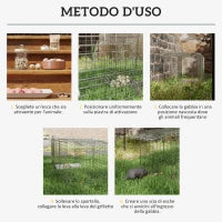 Gabbia Trappola per Ratti, Topi e Nutrie Pieghevole in Acciaio, 93x31x34.5cm, Argento