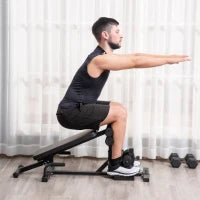 Squat Machine 3 in 1 con Altezza Regolabile e Panca Inclinabile in Acciaio, 100x58x46cm, Nero