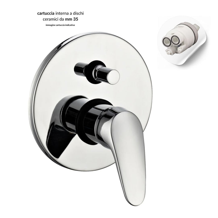 Kit doccia tondo completo di soffione doccetta e miscelatore con deviatore delfino