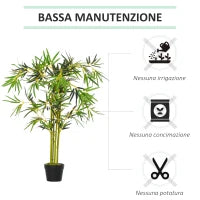 Bambù in Vaso Artificiale, Pianta Finta Decorazione per Interno ed Esterno, Altezza 120cm, Verde