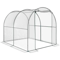 Serra Tunnel da giardino, Serra da Balcone per Piante e Orto con Copertura in PVC, Porta Avvolgibile e Telaio in Acciaio, 2x2.5x2m