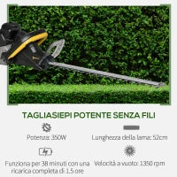 DURHAND Tagliasiepi Elettrico a Batteria con Impugnatura Ergonomica Regolabile 180° e Lama da 52cm