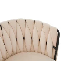 Set da 2 Sedie Girevoli a 180° con Supporto Lombare Ergonomico e Rivestimento Effetto Velluto, 56x50x70 cm, Avorio