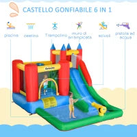 Gioco Gonfiabile per Bambini 3-8 Anni con Scivolo, Trampolino, Piscina, max 4 Bambini, 330x245x215cm
