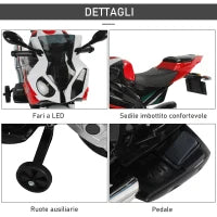 Moto Elettrica per Bambini 3-8 Anni con Licenza BMW, Batteria 12V, Rotelle e Luci, 110x47x69 cm