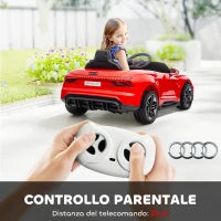 Macchina Elettrica per Bambini 5 Anni max Licenza Audi con Pulsanti, Cinture e Fari, 103x58x41 cm, Rossa e Nera