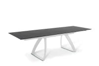 E-STYLO Tavolo allungabile con top nero in HPL su MDF e gambe in alluminio bianco, 90cm X 170/270cm H. 76cm.