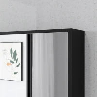 kleankin Armadietto Bagno con Specchio, Ripiani e Scaffale Regolabile, Montaggio a Parete, 60x15x76cm, Nero