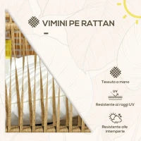 Set da Giardino 4 Pezzi in Rattan con Divanetto, 2 Sedie e Tavolino da Caffè, Nero, Marrone e Crema