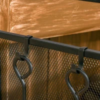 Parascintille Camino Moderno, Parafuoco Pieghevole con 2 Porte in Metallo Nero, 122x1.6x80cm