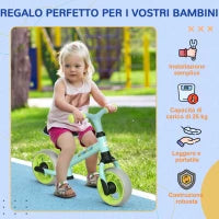 Bici Senza Pedali per Bambini max 4 Anni con Sella Regolabile, in Acciaio, PP, PU e TPR, 66.5x34x47 cm