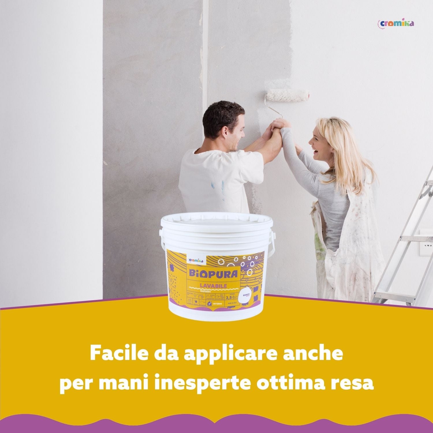 Superpittura lavabile traspirante interni alta copertura linea biopura cromika *** formato 2.5 lt, confezione 1