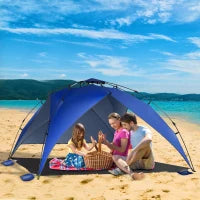 Tenda da Spiaggia Pop Up per 4-6 Persone con Protezione UV, Borsa di Trasporto, 247x247x145cm, Blu