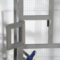 Gabbia per Uccelli Alta 165cm in Legno da Esterno con 2 Porte e Vassoio Estraibile, Grigio Chiaro