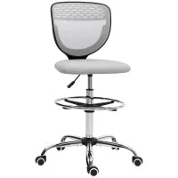Sedia da ufficio Ergonomica in Rete con poggiapiedi regolabile, 59x59x106-126 cm, Grigio