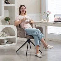 Sedia da Ufficio Ergonomica, Poltrona da Ufficio con Seduta Girevole a Ritorno Automatico, 60 x 66 x 86,5 cm, Beige