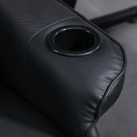 Poltrona da Gaming, Funzione Massaggiante, Schienale Inclinabile, Poggiapiedi, fino a 120 kg, Telaio in Acciaio, Ecopelle, Nero