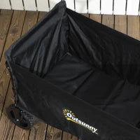 Carrello da Giardino da 120L Pieghevole con Pannello Apribile, in Acciaio e Poliestere, 90x48x62 cm, Nero