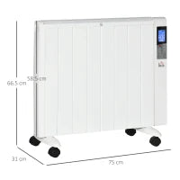 Stufetta Elettrica da 1000/2000W con Timer e Impostazioni di Calore per Stanze max 15 m², 75x31x66.5 cm, Bianco