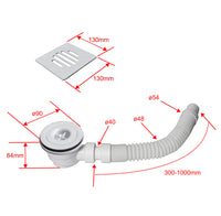 Piatto Doccia Bianco 70x100cm in Pietra Artificiale e Mesina Mista Effetto Ardesia Ruvido Piletta e Tubo inclusi Spessore di 3 cm
