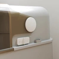 Lettiera per Gatti Chiusa XXL in Acciaio Inox, Coperchio Apribile a 90° e Doppie Porte, 70x50x46.5 cm, Grigio