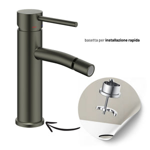 Miscelatore monocomando per bidet serie jazz installazione rapida con piletta click clack *** finitura- canna di fuci...