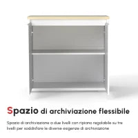 Mobile Multiuso con Armadietto a 2 Livelli in Truciolato e Ripiano regolabile, 80x37x75cm