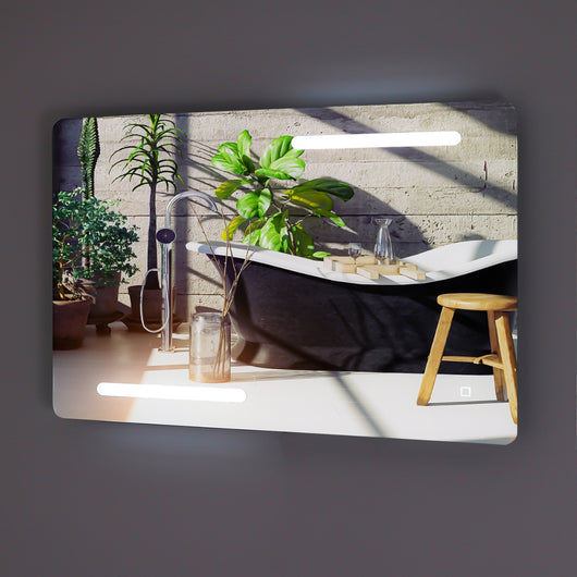 Specchio 5 mm rettangolare decorazione led interruttore touch alluminio *** misure 90x70 cm, tonalità dimmerabile 27...