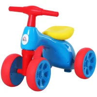 Bicicletta Equilibrio Senza Pedali Giochi con 4 Ruote per Bambini da 18-36 Mesi Blu e Rosso 57cm x 33.5cm x 42.5cm