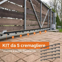 Kit 5 cremagliere nylon m4 con inserto metallico per cancelli scorrevoli
