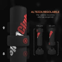 Sacco da Boxe da Terra Autoportante con Bersaglio Regolabile, Base Riempibile e Ventose, Nero