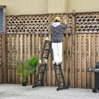 DURHAND Scala in Alluminio 5 in 1 Nera per Interni ed Esterni, Carico Massimo 150kg, 370x61x11 cm