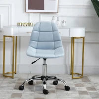 Sedia da Ufficio Ergonomico, Sedia Girevole Scrivania, Regolabile Senza Braccioli, Azzurro, 59x59x81-91cm