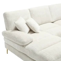 Divano componibile moderno grande in Chenille a forma di U, con Doppi Sedili Reclinabili,  Beige