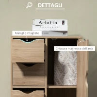 Mobile Bagno con 4 Cassetti, Armadietto a 2 Livelli e Maniglie Ritagliate, in Truciolato, 54x29x83 cm