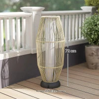 Lampada Solare da Giardino con Illuminazione LED, in PE, Rattan e Acciaio, Ø26x72 cm, Grigio