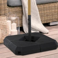Base per Ombrellone da Giardino in HDPE, Basamento per Ombrellone, Supporto per Ombrelloni 48mm, Riempibile con 60 kg di Acqua e 72 kg di Sabbia, 80x80x56cm, Nero