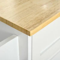 Carrello da Cucina Multiuso in Legno con 2 Cassetti, 3 Antine e 4 Ruote 121x46x91cm - Bianco