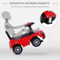 Macchina Cavalcabile Giocattolo per Bambini 12-36 Mesi, Macchina a Spinta con Vano Contenitore e Schienale, Rossa